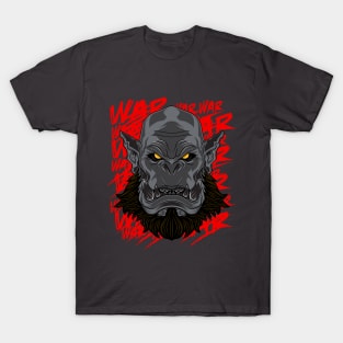 War Craft Gray Orc Head with Background T-Shirt